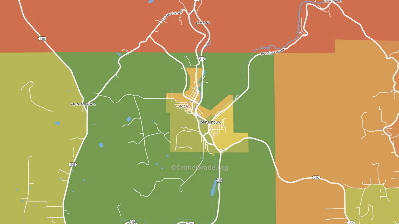 Johnsonburg, PA Map of Burglary Rates