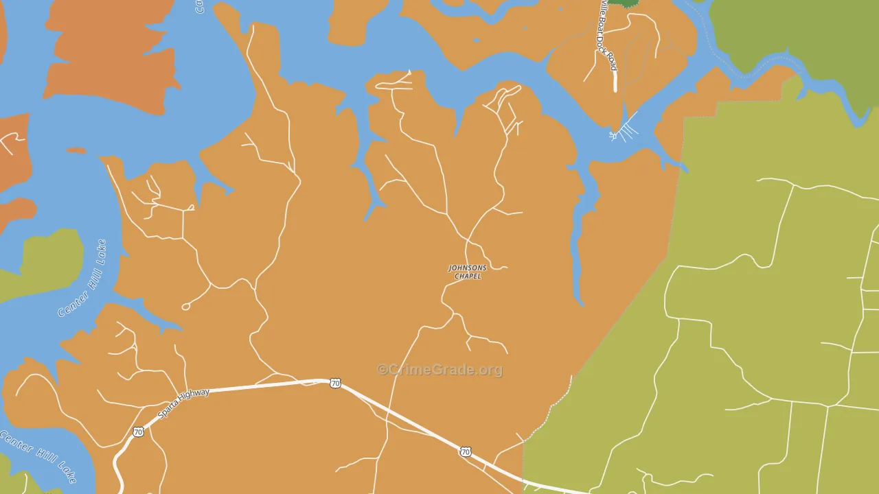 Johnsons Chapel, TN Map of Burglary Rates