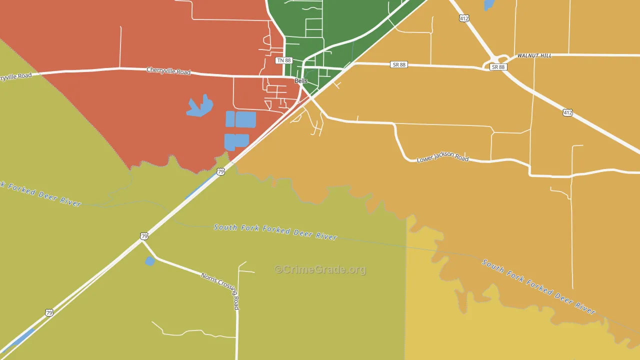 Johnsons Grove, TN Map of Burglary Rates
