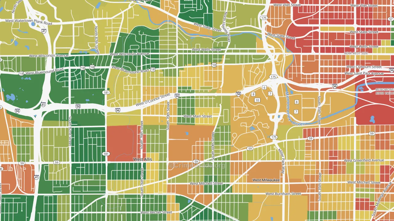 Johnson's Woods, Milwaukee, WI Map of Burglary Rates
