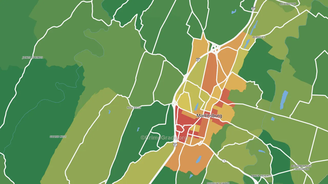Johnsontown, WV Map of Burglary Rates