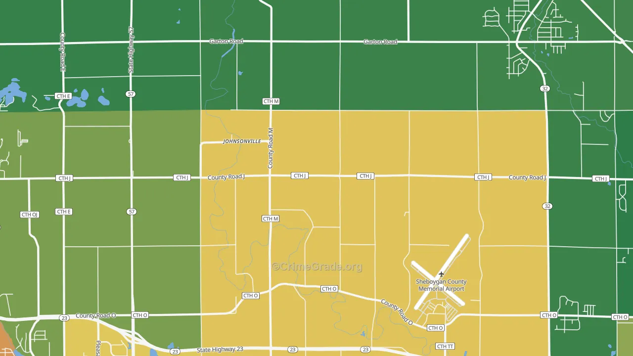 Johnsonville, WI Map of Burglary Rates