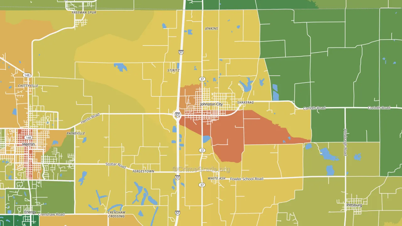 Johnston City, IL Map of Burglary Rates
