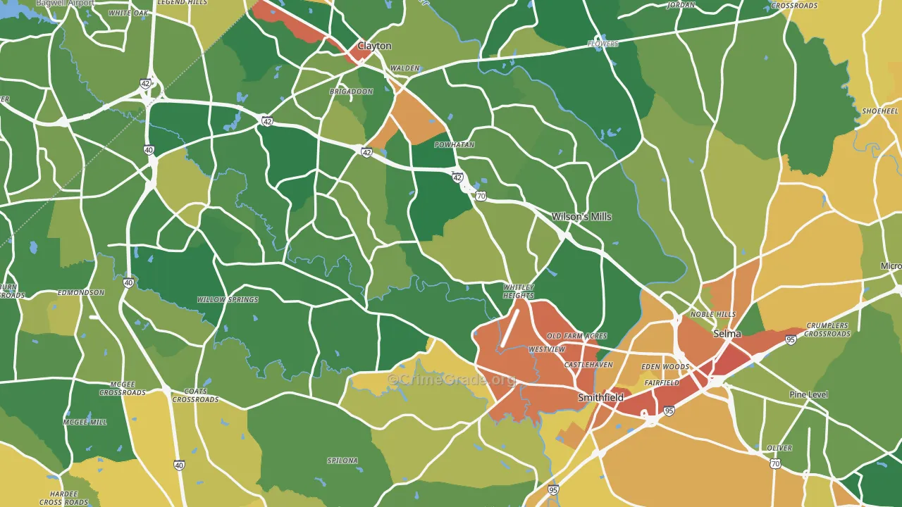 Johnston County, NC Map of Burglary Rates