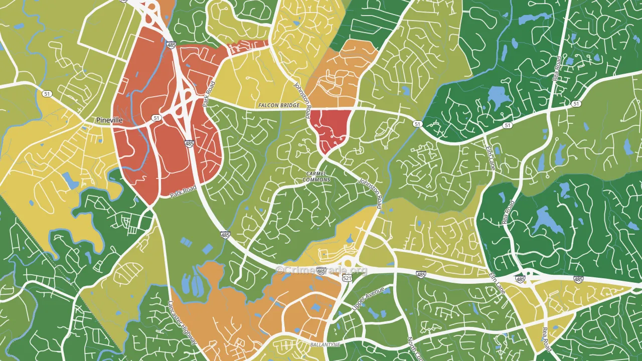 Johnston-McAlpine, Charlotte, NC Map of Burglary Rates