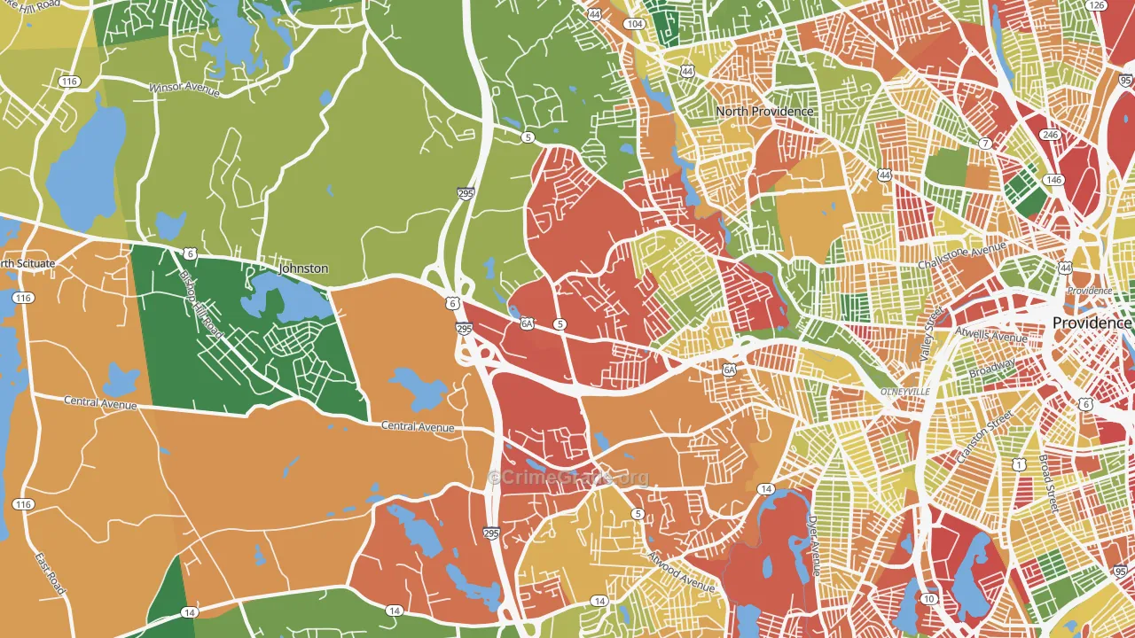 Johnston, RI Map of Burglary Rates