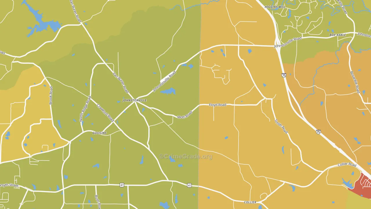 Johnstonville, GA Map of Burglary Rates