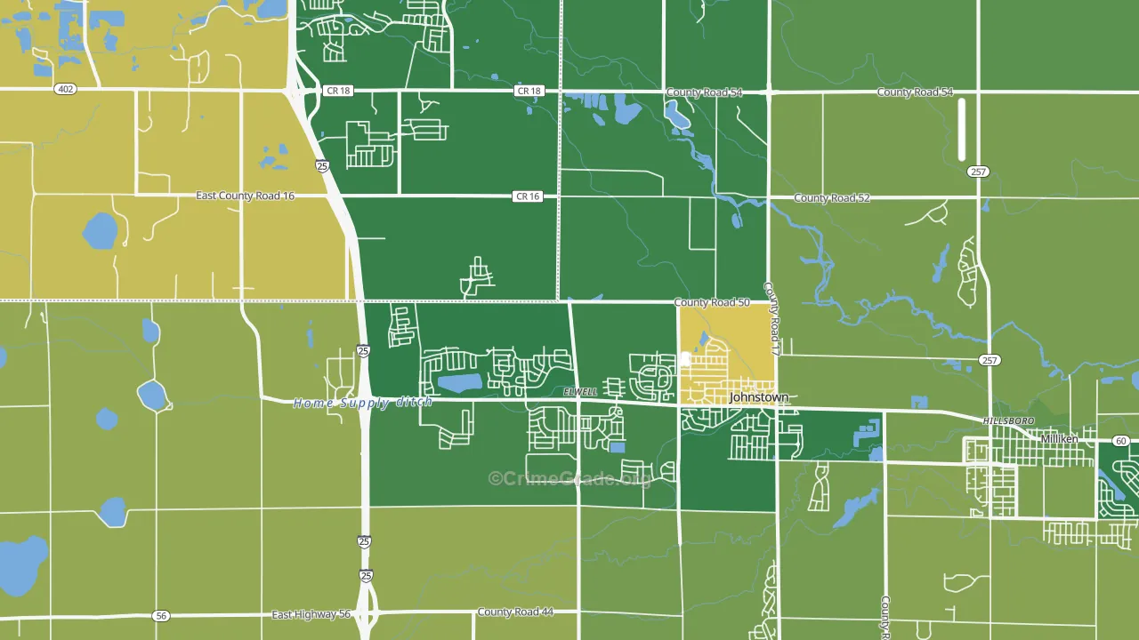 Johnstown, CO Map of Burglary Rates