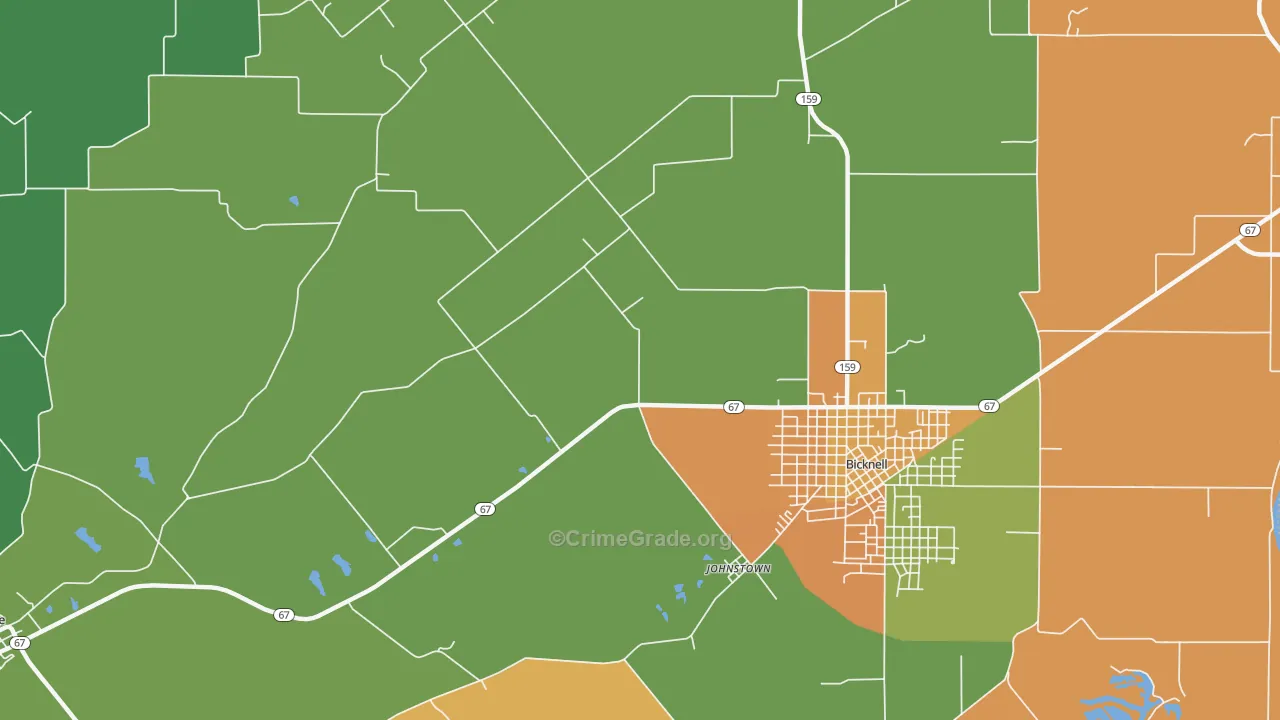 Johnstown, IN Map of Burglary Rates