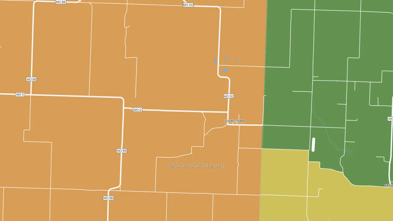 Johnstown, MO Map of Burglary Rates