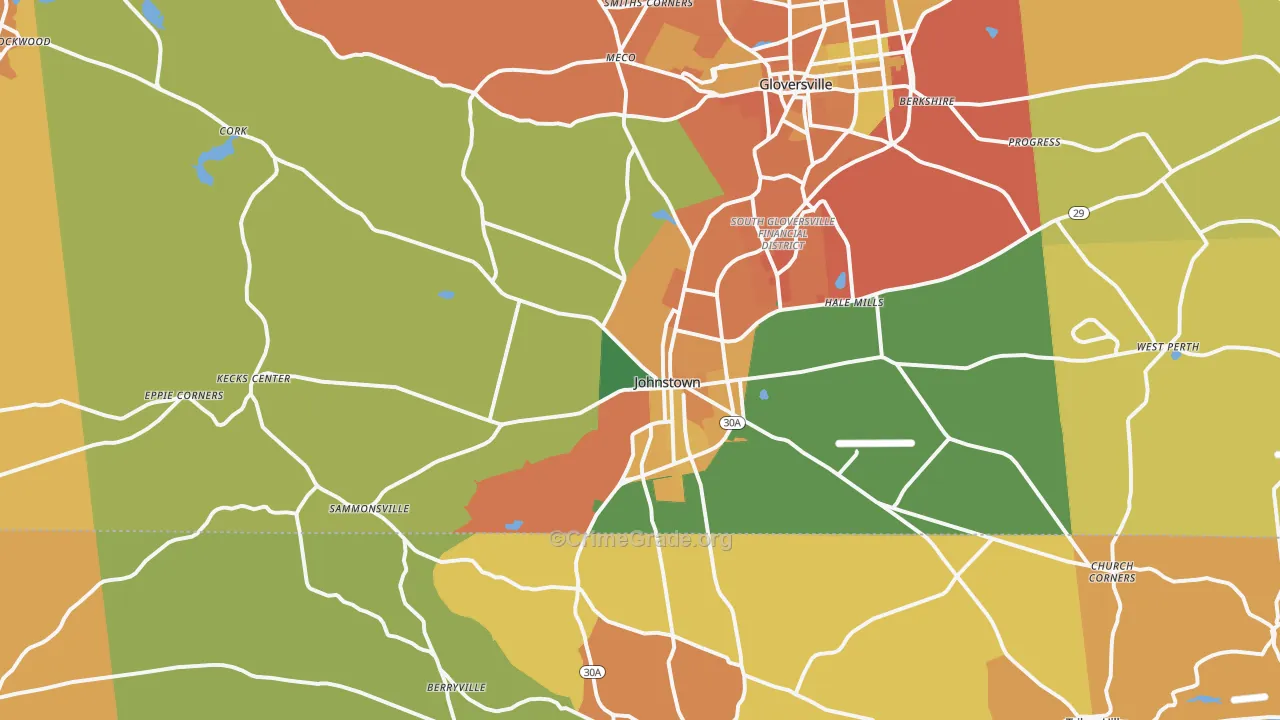 Johnstown, NY Map of Burglary Rates