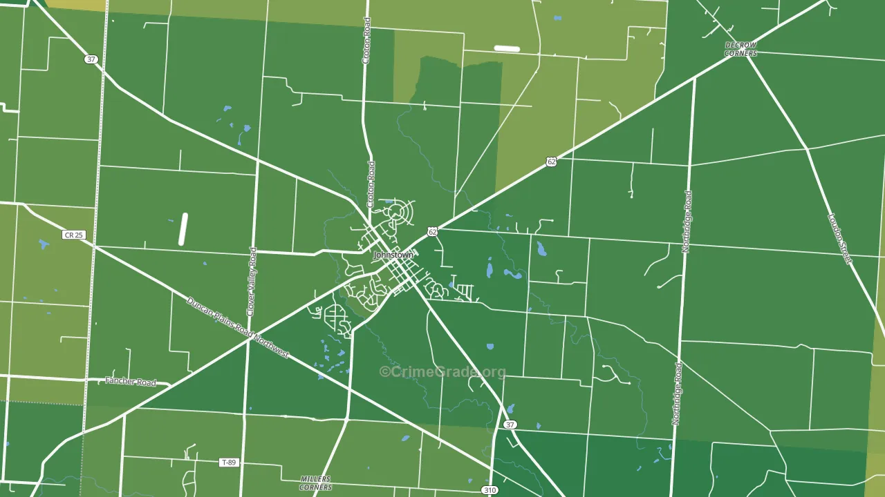 Johnstown, OH Map of Burglary Rates