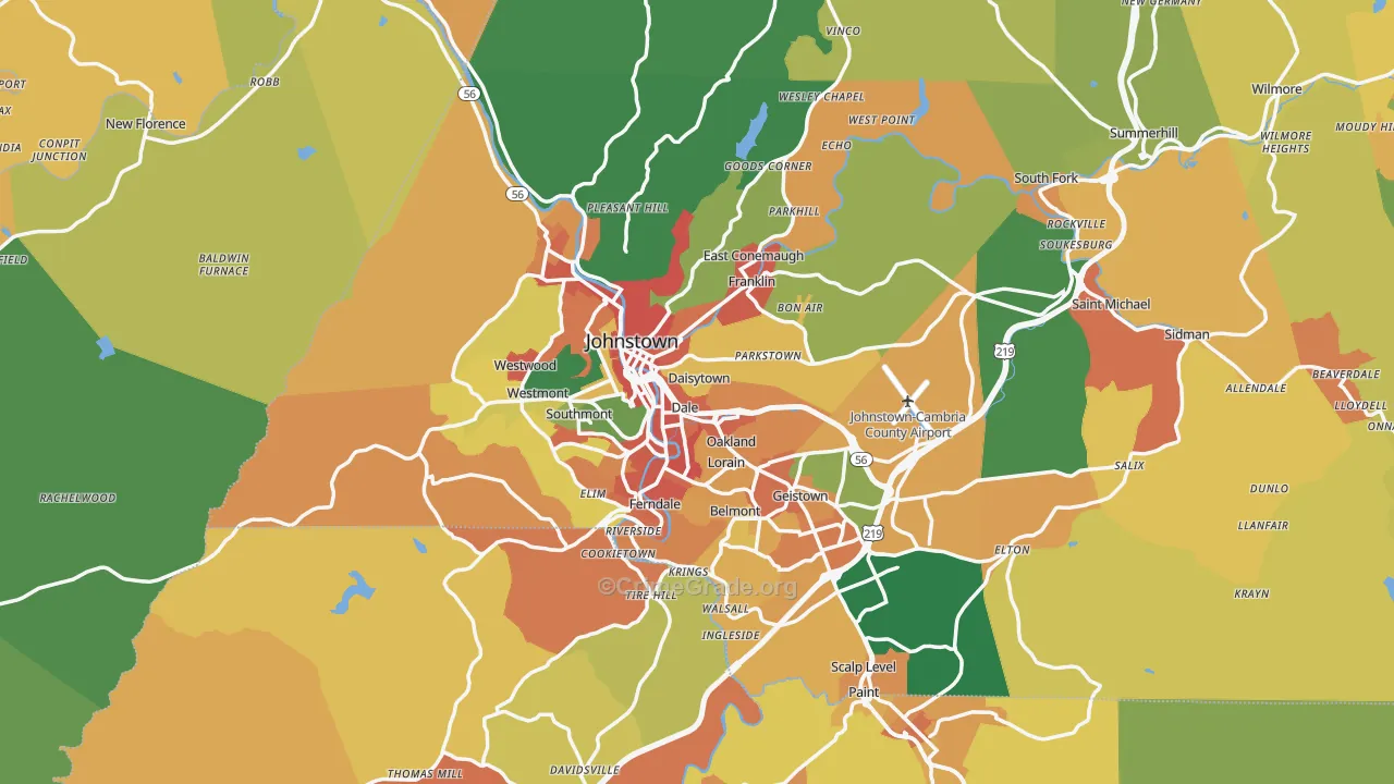 Johnstown, PA Map of Burglary Rates