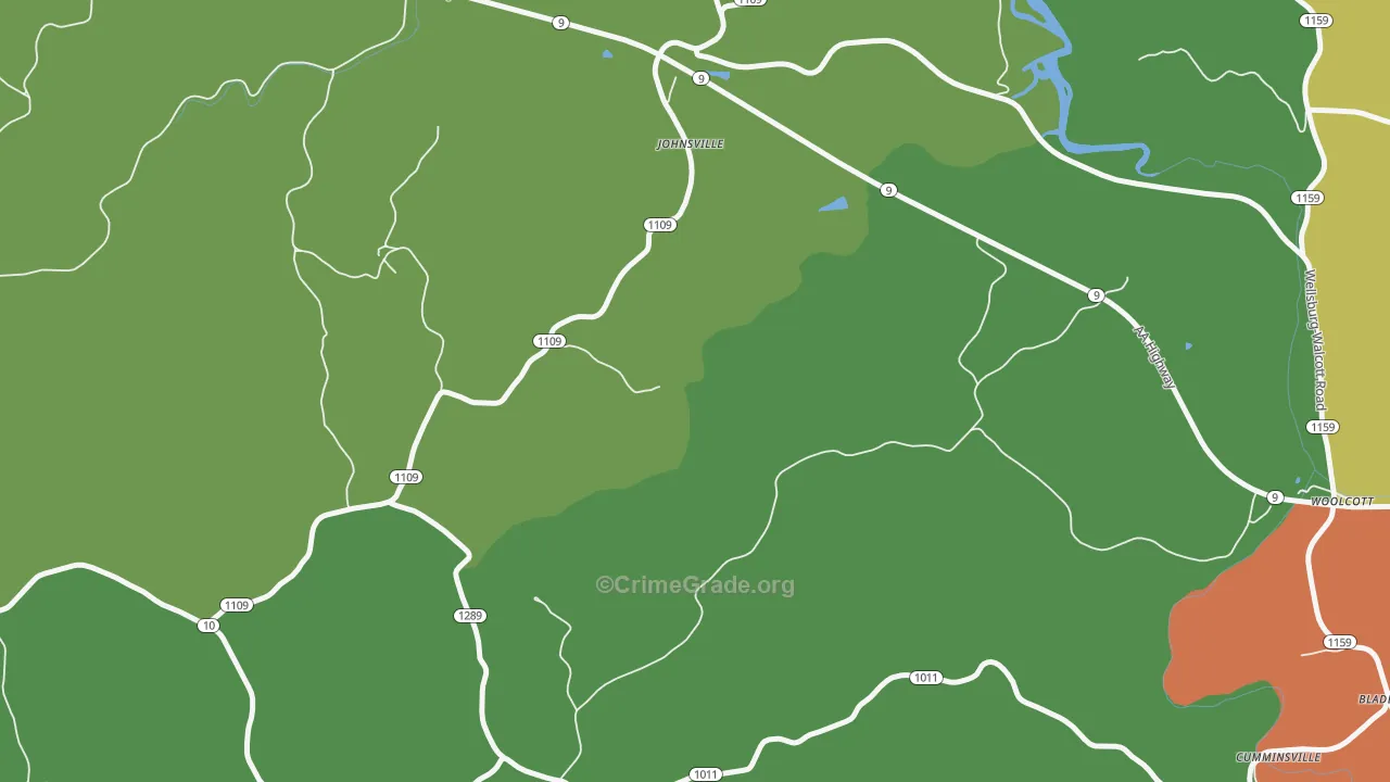 Johnsville, KY Map of Burglary Rates