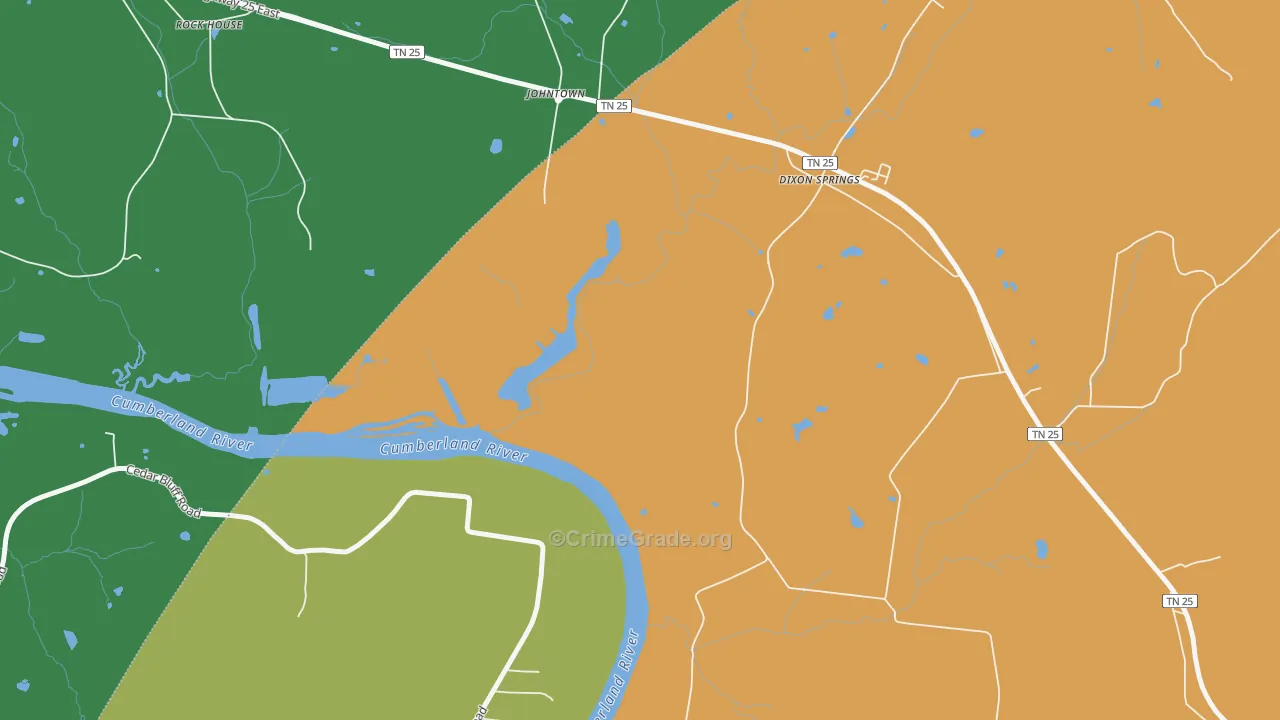 Johntown, TN Map of Burglary Rates