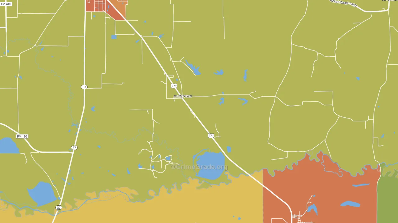 Johntown, TX Map of Burglary Rates