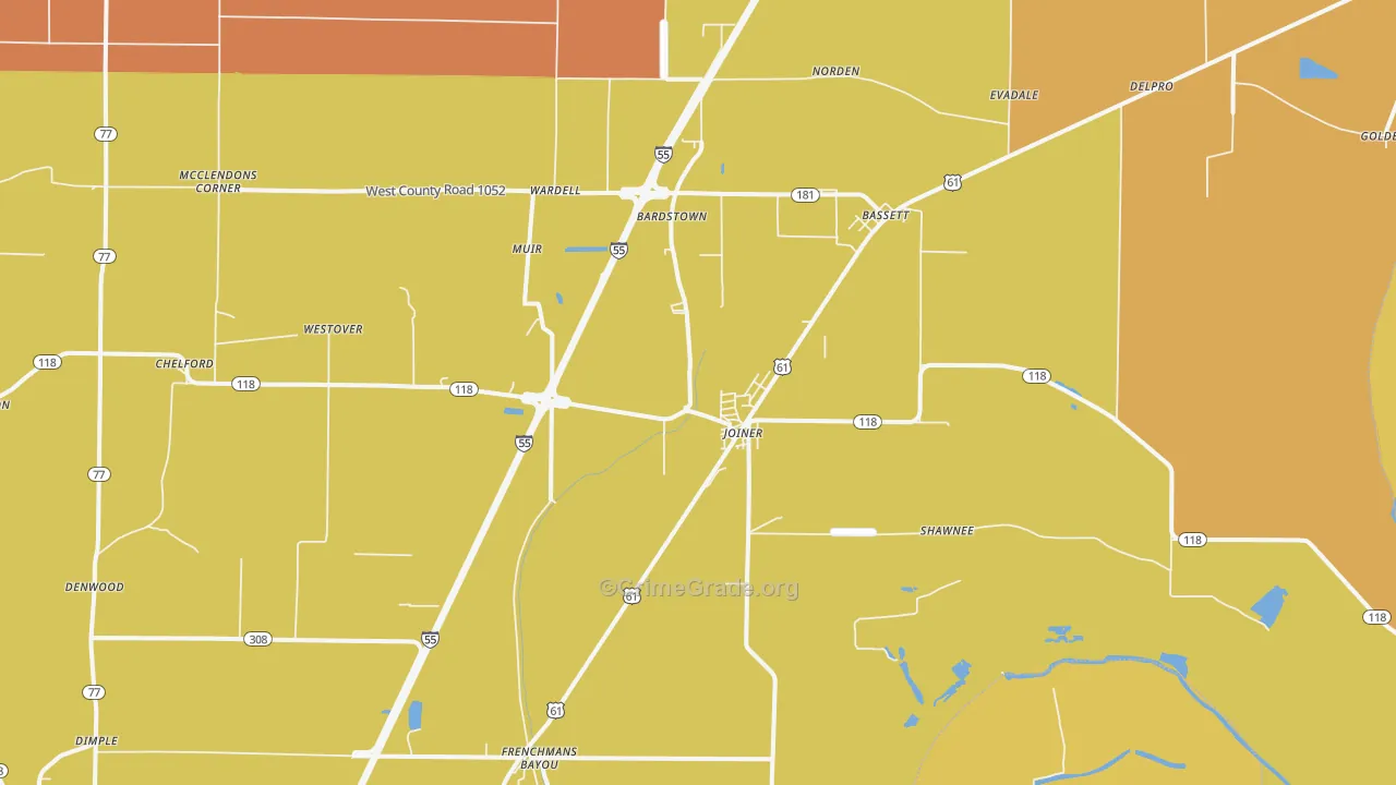 Joiner, AR Map of Burglary Rates