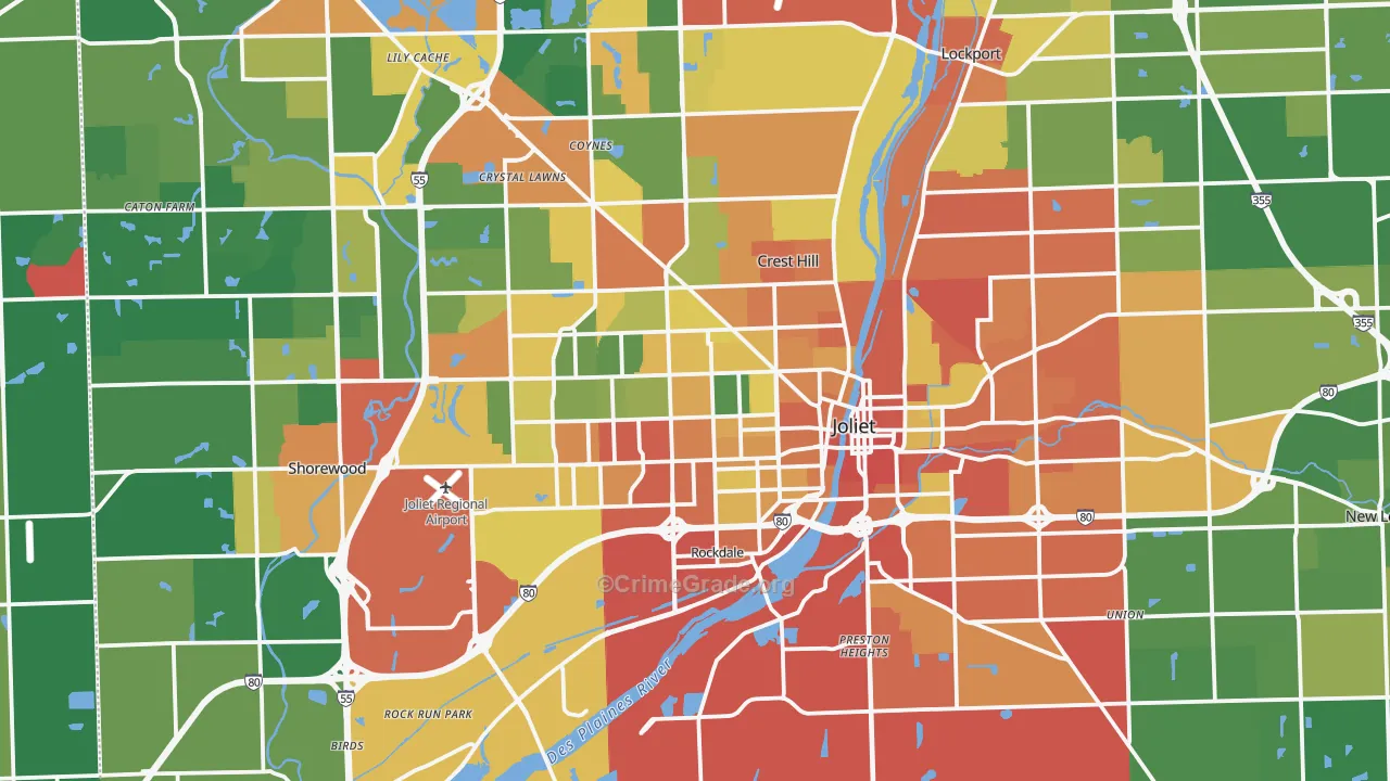 Joliet, IL Map of Burglary Rates