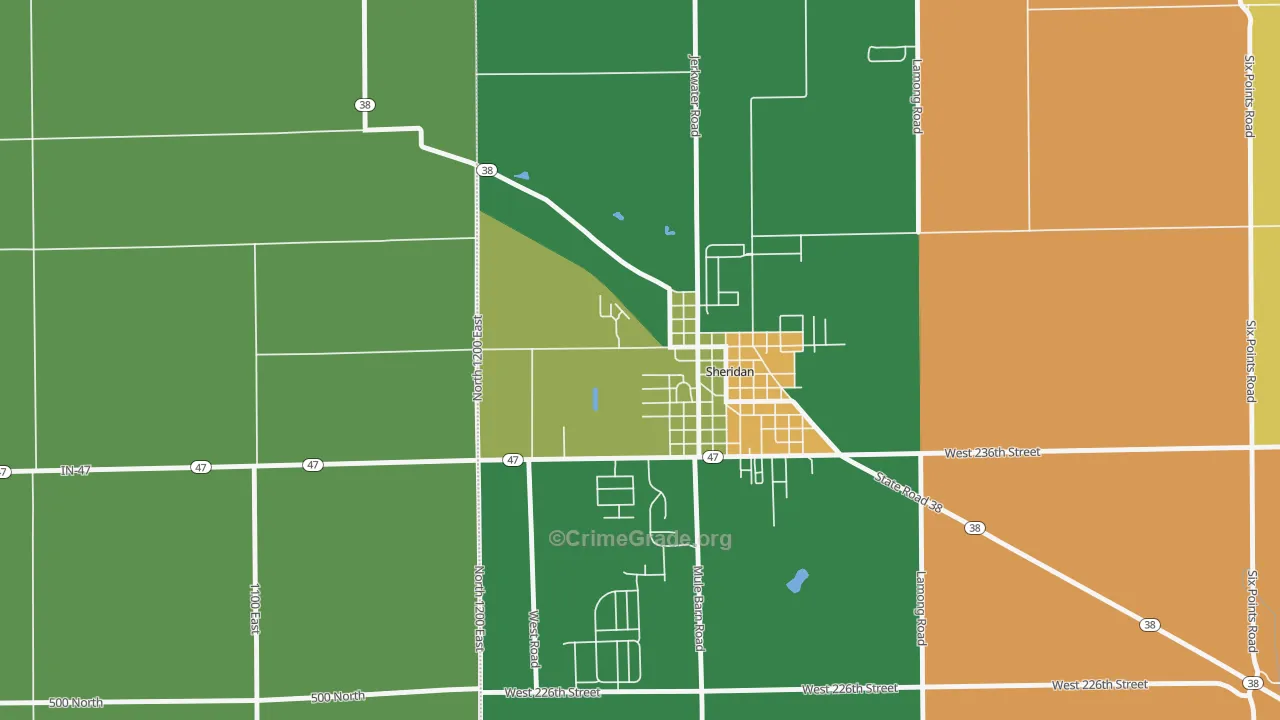 Jolietville, IN Map of Burglary Rates