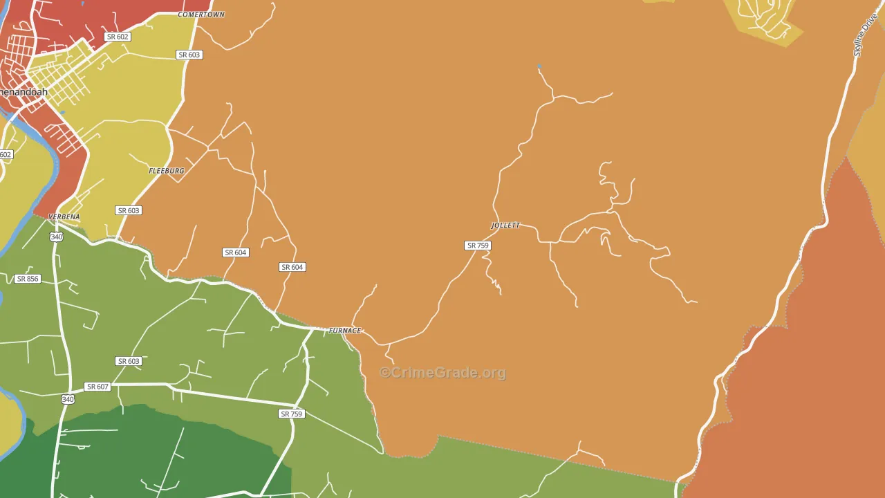 Jollett, VA Map of Burglary Rates
