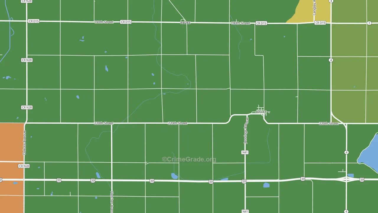 Jolley, IA Map of Burglary Rates