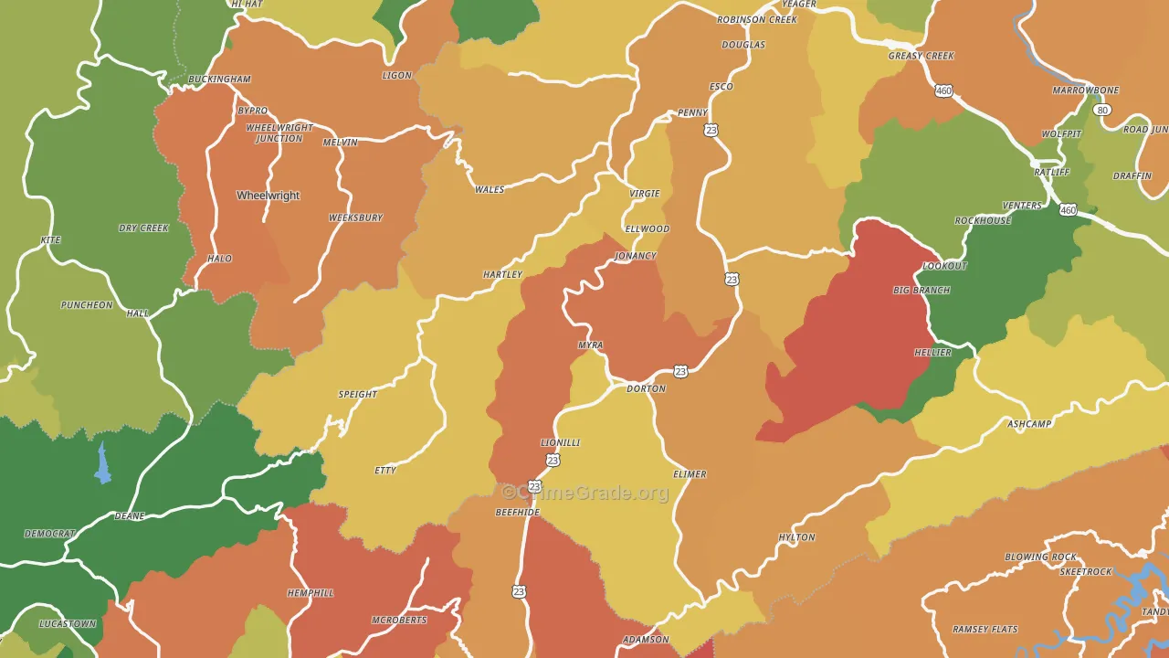 Jonancy, KY Map of Burglary Rates