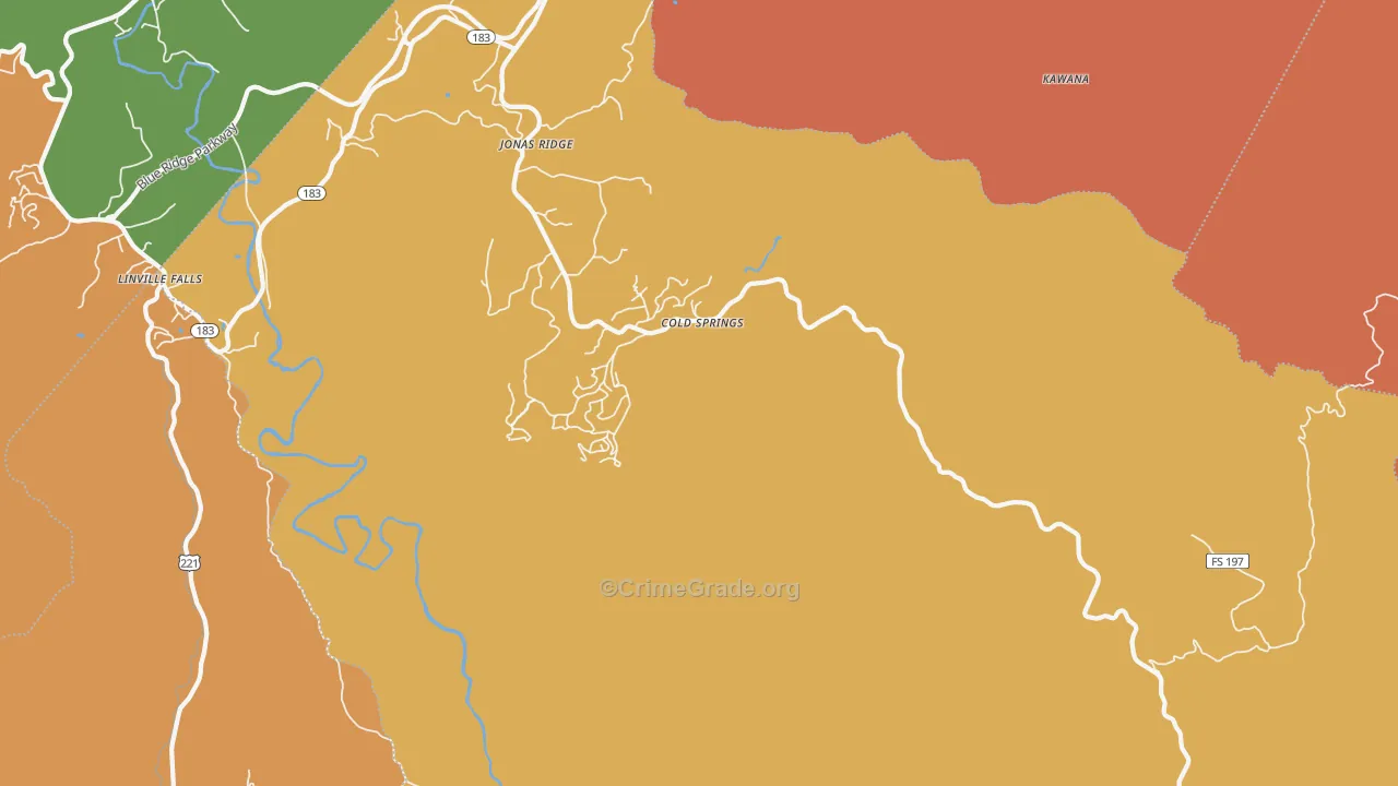 Jonas Ridge, NC Map of Burglary Rates
