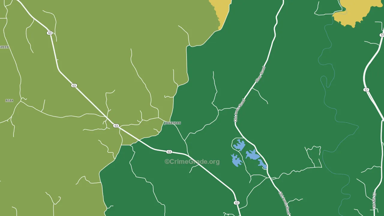 Jonathan, MS Map of Burglary Rates