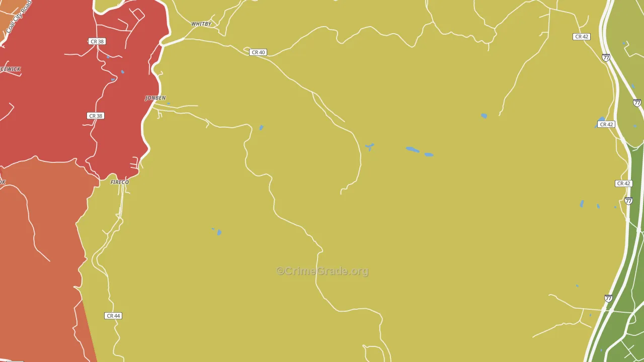 Jonben, WV Map of Burglary Rates