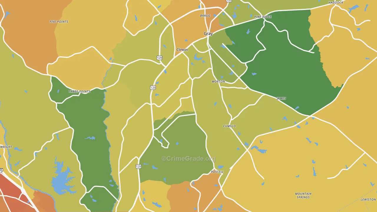 Jones County, GA Map of Burglary Rates