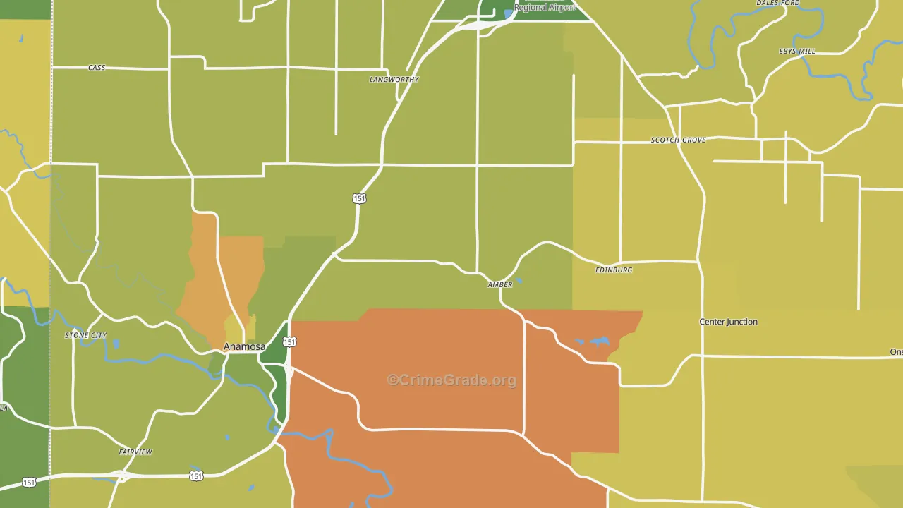 Jones County, IA Map of Burglary Rates