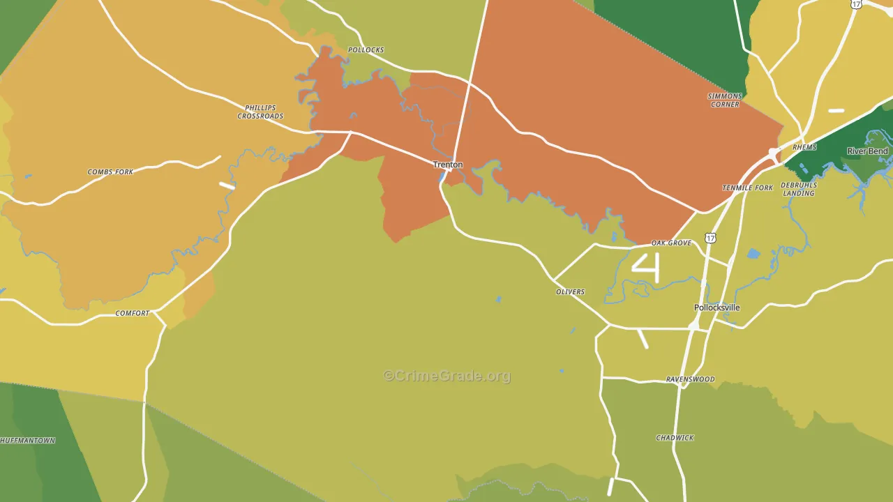 Jones County, NC Map of Burglary Rates