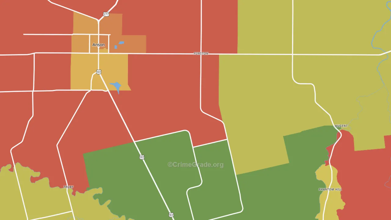 Jones County, TX Map of Burglary Rates