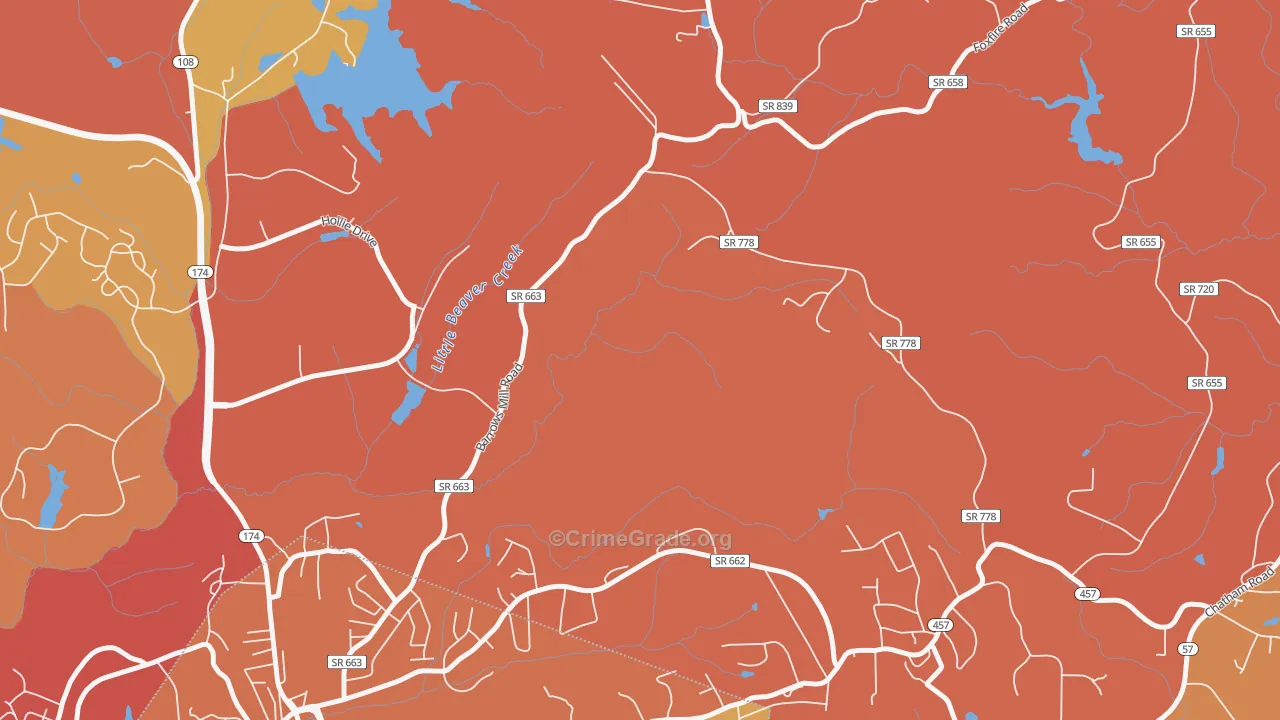 Jones Creek, VA Map of Burglary Rates