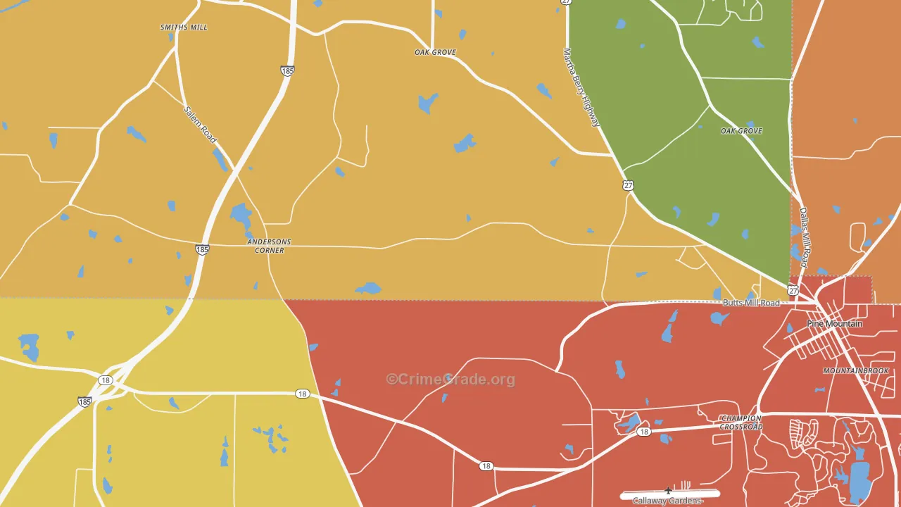 Jones Crossroads, GA Map of Burglary Rates