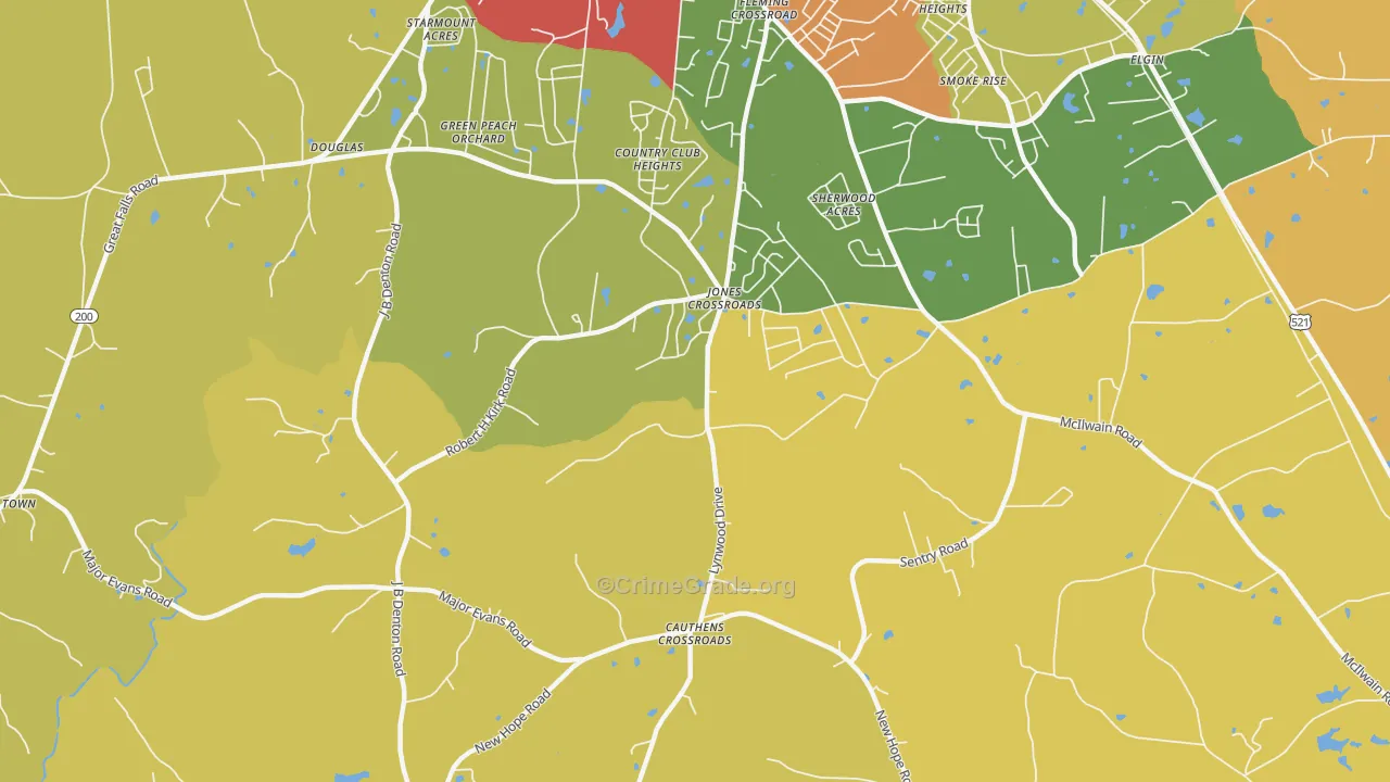 Jones Crossroads, SC Map of Burglary Rates