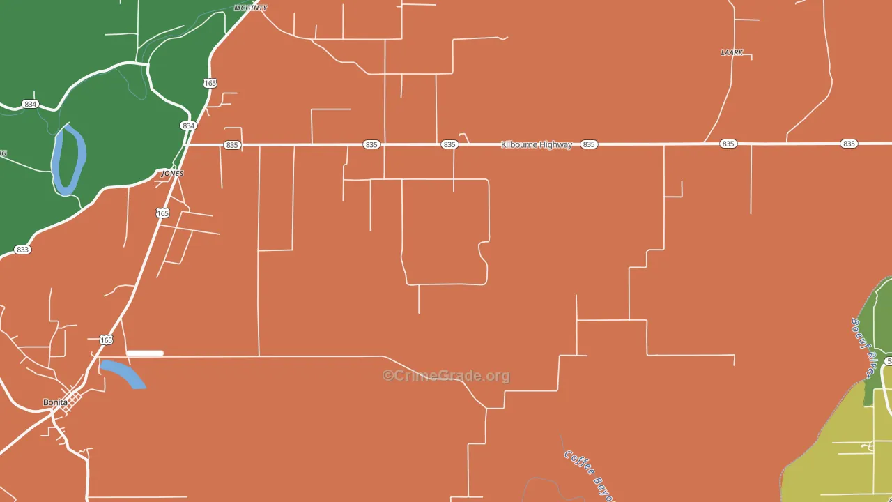 Jones, LA Map of Burglary Rates