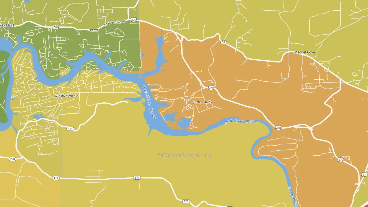 Jones Mills, AR Map of Burglary Rates