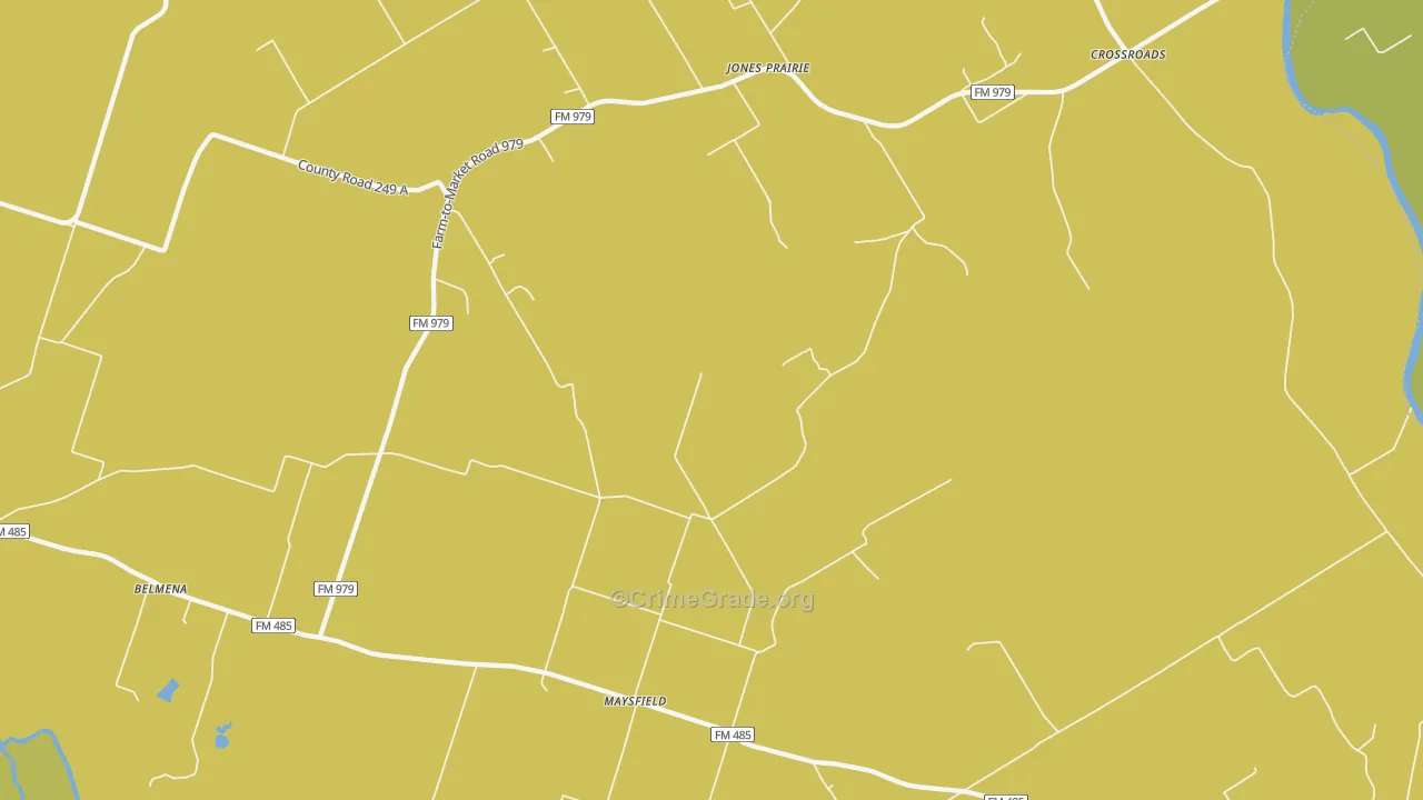 Jones Prairie, TX Map of Burglary Rates