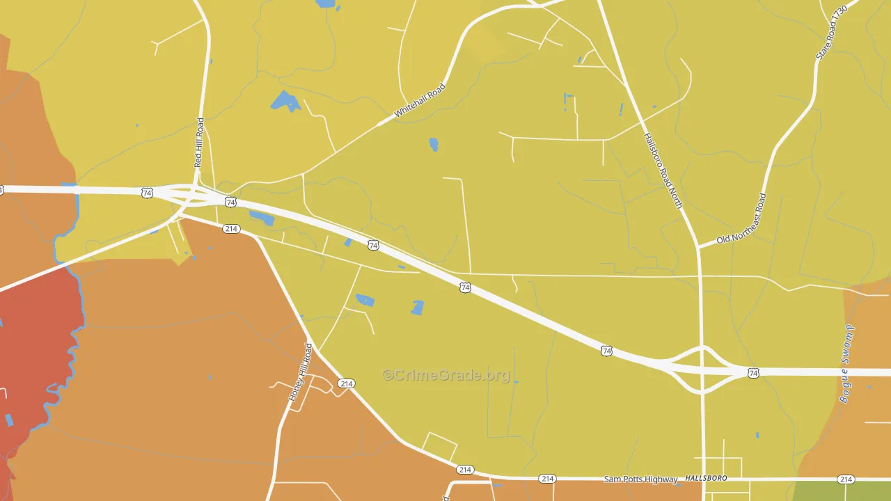Jonesboro Crossing, NC Map of Burglary Rates