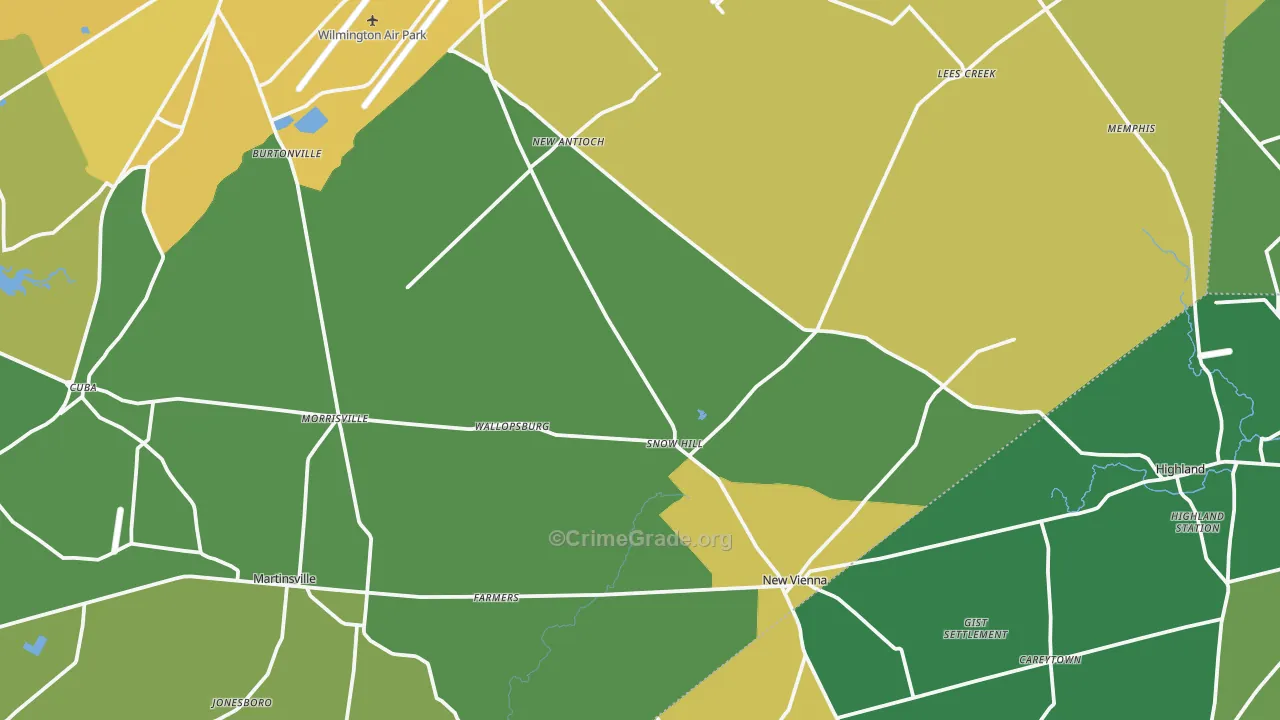 Jonesboro, OH Map of Burglary Rates