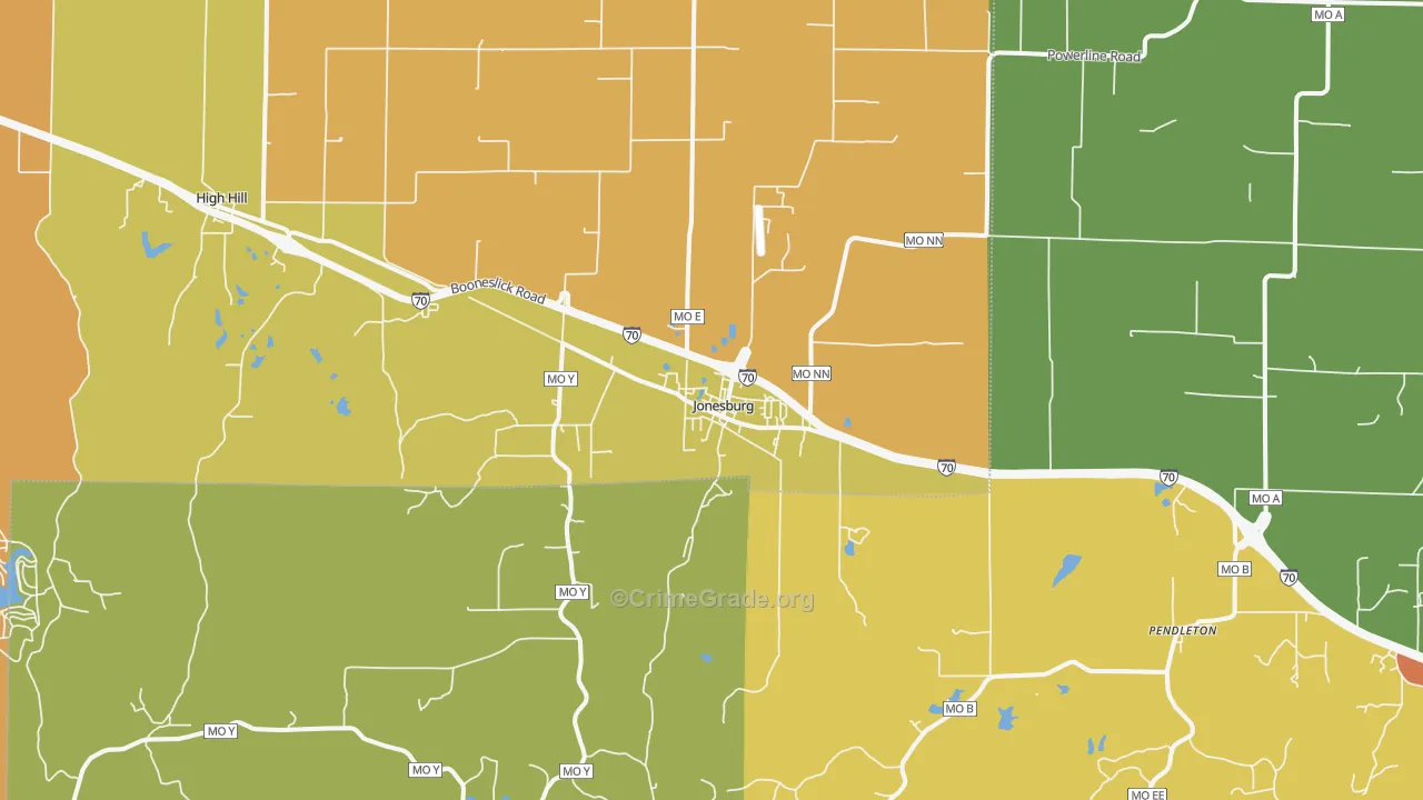 Jonesburg, MO Map of Burglary Rates