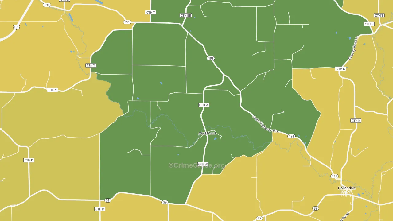 Jonesdale, WI Map of Burglary Rates