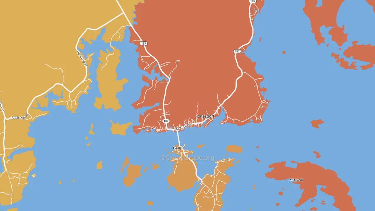 Jonesport, ME Map of Burglary Rates