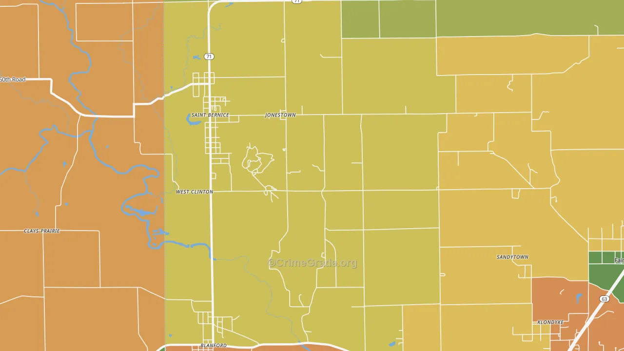 Jonestown, IN Map of Burglary Rates