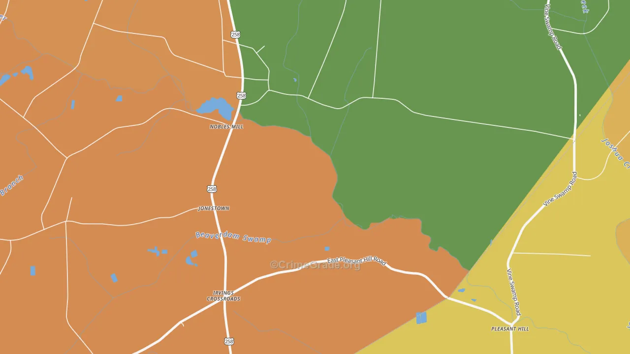 Jonestown, NC Map of Burglary Rates