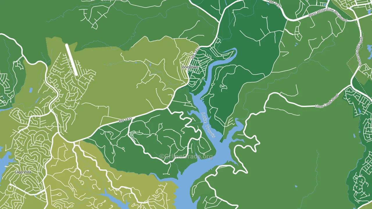 Jonestown, TX Map of Burglary Rates