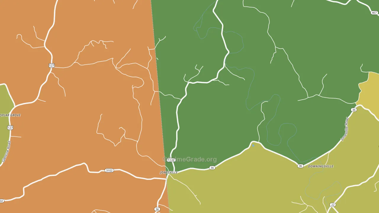 Jonesville, KY Map of Burglary Rates