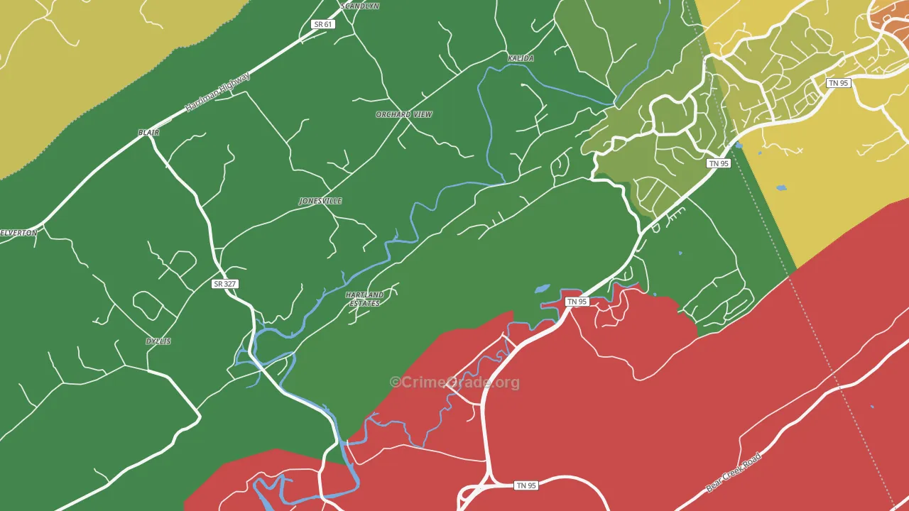 Jonesville, TN Map of Burglary Rates