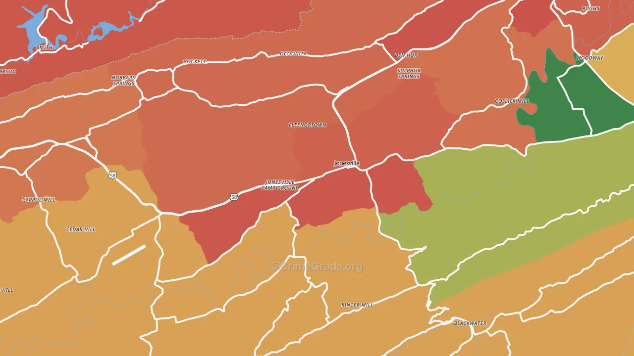 Jonesville, VA Map of Burglary Rates